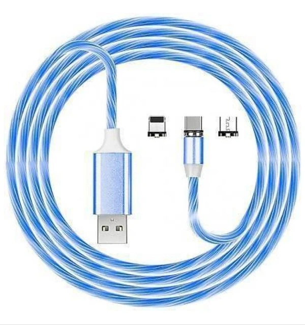 Charging Adapters Fast Charge WithFlowing Magnetic 3 In 1 UC055 MultiplePin With LED Light (Blue) 1 m MagneticCharging Cable (Compatible withCharging Input of Micro USB,Type Cand Lightning, Blue, One Cable) 1 mMagnetic Charging Cable (Compatiblewith Charging Input of Micro USB, TypeC and Lightning, Blue)