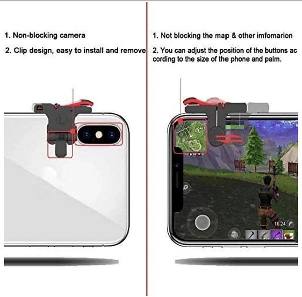 BUY SURETY 1 Pair PUBG MoibleController Gamepad Trigger L1 R1Sensitive Shoot and Aim PUBG MobileTriggers/Controller PUGB Mobile GamePad Grip L1R1 Free Fire Joystick forpubg, Fortnite compatible with allsmartphone Gaming Accessory Kit(Black & Red, For Android)