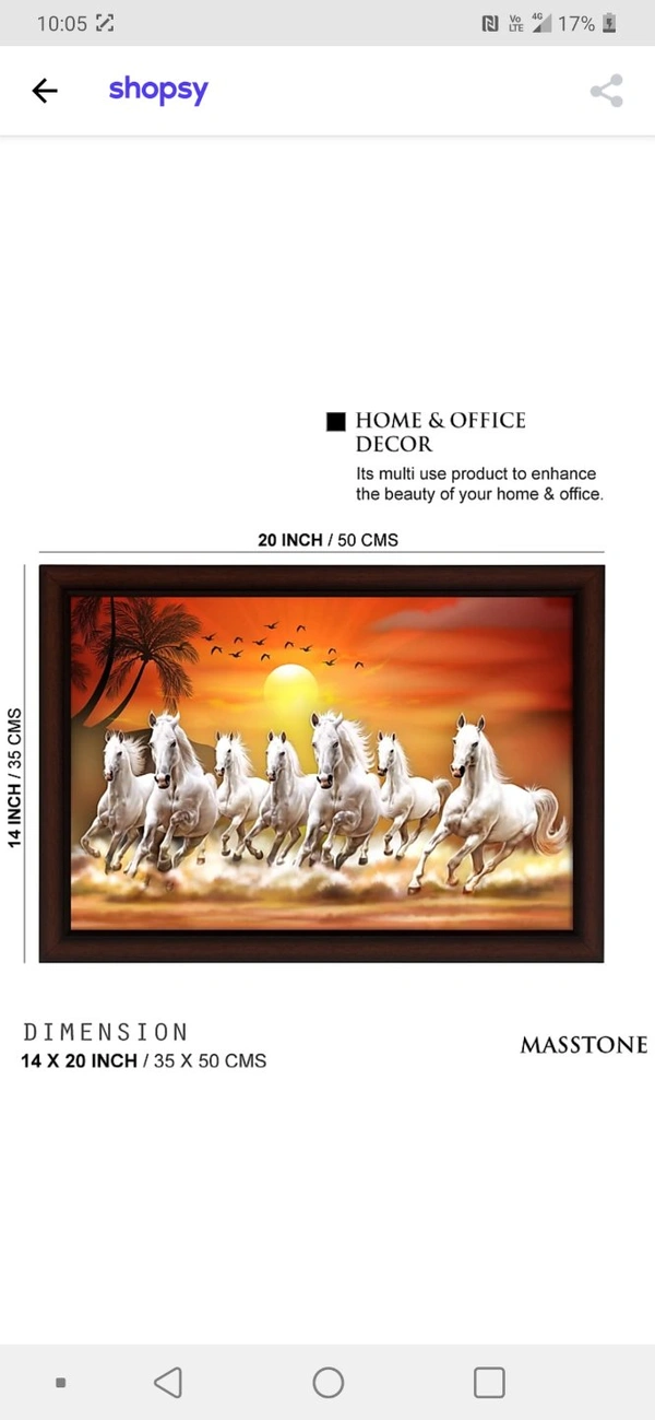 Masstone Lucky Seven Running HorsesVastu UV Matt Textured Framed DigitalReprint 14 inch x 20 inch Painting