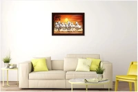 Masstone Lucky Seven Running HorsesVastu UV Matt Textured Framed DigitalReprint 14 inch x 20 inch Painting