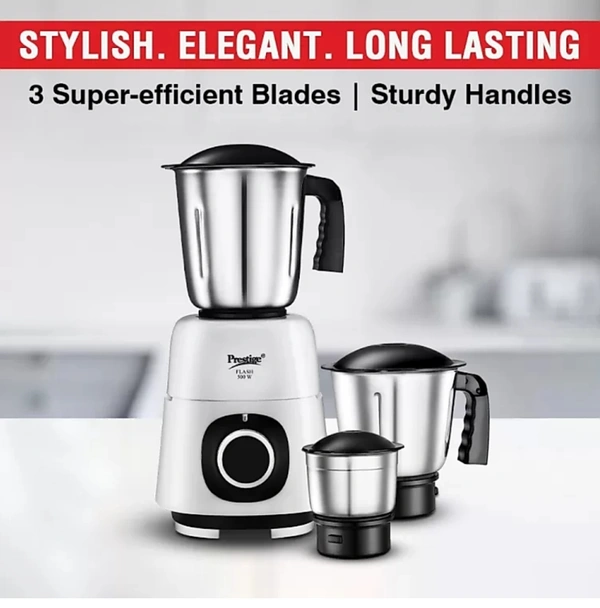 Prestige Flash Atlas 500 W MixerGrinder (3 Jars, White, Black)