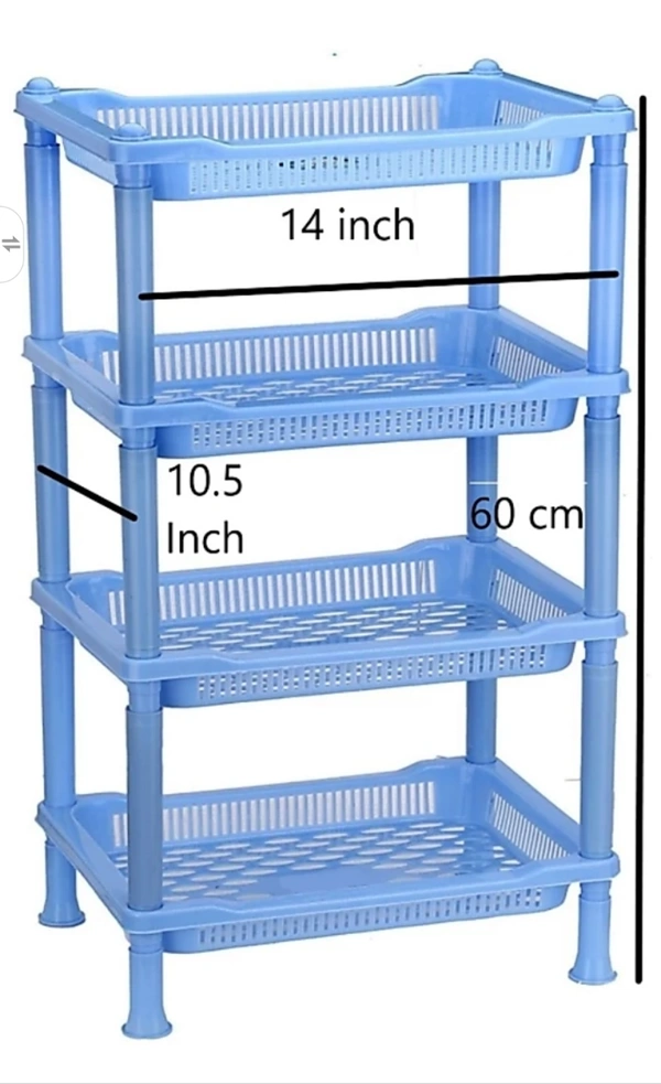 Ariser enterprises Multipurpose KitchenStorage Organizer Folding Rack PlasticWall Shelf (Number of Shelves - 4, Blue) - blue color