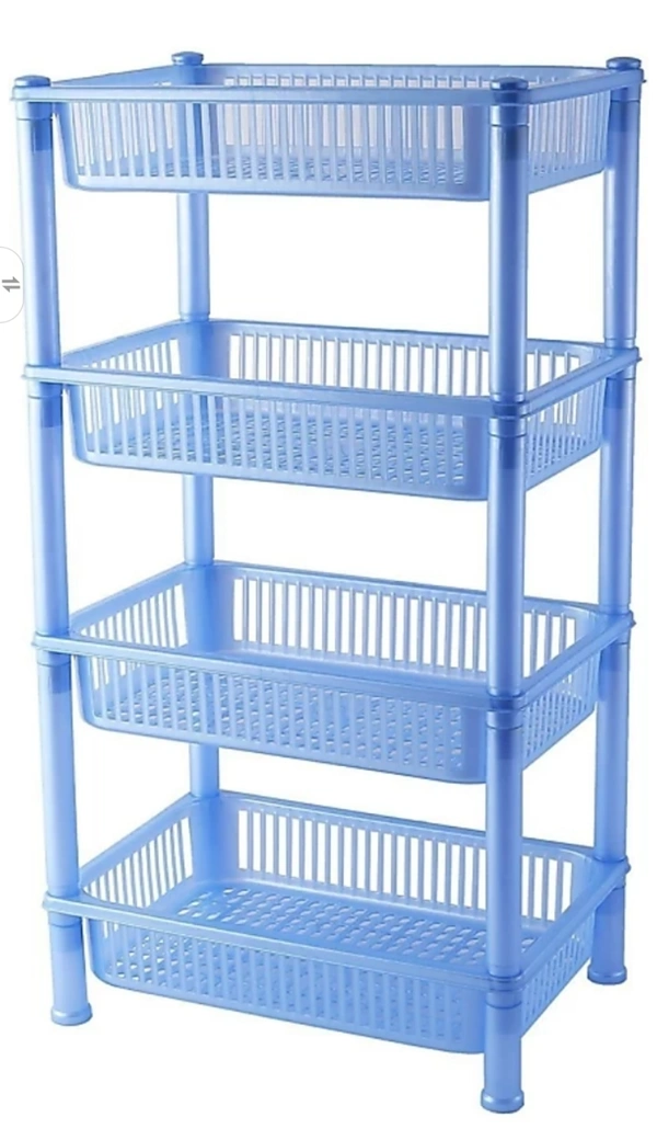 Ariser enterprises Multipurpose KitchenStorage Organizer Folding Rack PlasticWall Shelf (Number of Shelves - 4, Blue) - blue color