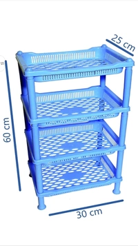 Ariser enterprises Multipurpose KitchenStorage Organizer Folding Rack PlasticWall Shelf (Number of Shelves - 4, Blue) - blue color