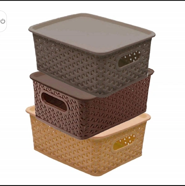 Leawall Basket with lid for KitchenVegetables, Toys, Books, Office, Stationer - 3 color