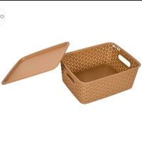 Leawall Basket with lid for KitchenVegetables, Toys, Books, Office, Stationer - 3 color