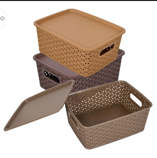 Leawall Basket with lid for KitchenVegetables, Toys, Books, Office, Stationer - 3 color