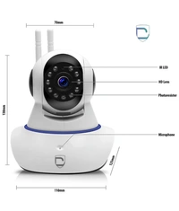 CFFTED Double Antenna Auto- RotatingNight Vision Mobile HD CCTV WifiCamera 720P with Audio Wifi SmartNet Camera Live Streaming Video(Android/IOS) Security Camera (2Channel) - White color