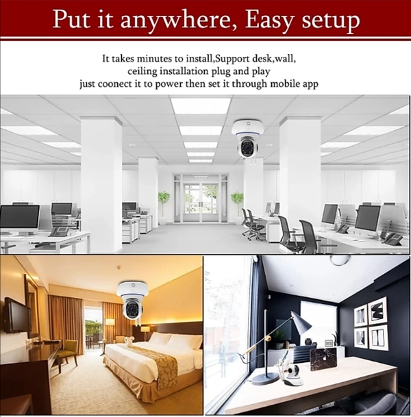 CFFTED Double Antenna Auto- RotatingNight Vision Mobile HD CCTV WifiCamera 720P with Audio Wifi SmartNet Camera Live Streaming Video(Android/IOS) Security Camera (2Channel) - White color