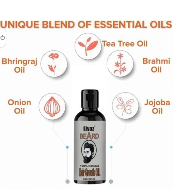 Beard Oil for Growing Beard Faster with Almond& Thyme, 100% Natural, Best Beard Growth Oilfor Men, Nourishes & Strengthens Uneven PatchyBeard - 30ML Hair Oil (50 ml)