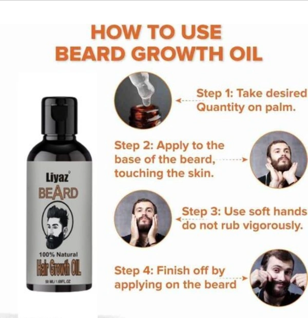 Beard Oil for Growing Beard Faster with Almond& Thyme, 100% Natural, Best Beard Growth Oilfor Men, Nourishes & Strengthens Uneven PatchyBeard - 30ML Hair Oil (50 ml)