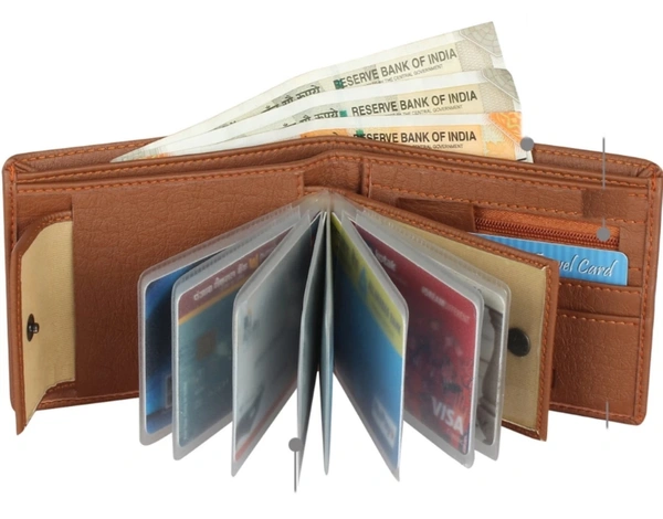 SAMTROHMen Tan Artificial Leather Wallet - Mini (8 Card Slots)