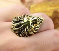 SHI JewelleryMetal King Lion Ring for Men and BoysGold Lion Head Ring Metal Gold PlatedRing  - gold, 18