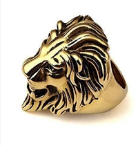 SHI JewelleryMetal King Lion Ring for Men and BoysGold Lion Head Ring Metal Gold PlatedRing  - 18, 20