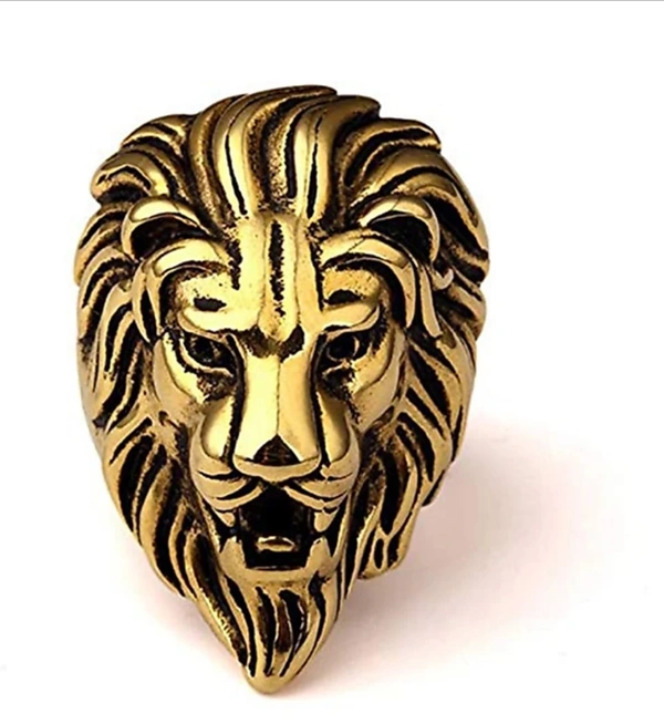 SHI JewelleryMetal King Lion Ring for Men and BoysGold Lion Head Ring Metal Gold PlatedRing  - 18, 20