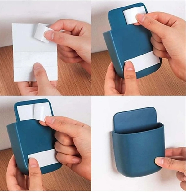 eAUTOMATION Self Adhesive MobileHolder Sticky Smart Phone ChargingStand Wall mount, AC - TV RemoteHolder, Multicolored- Set-4 MobileHolder - 