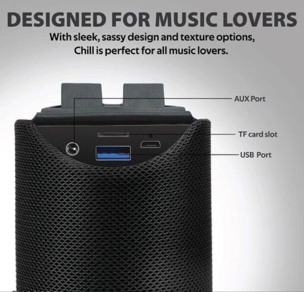 TG-113 Wireless Speaker with Mic for Hands Free and Splashproof Wirele... - Black color