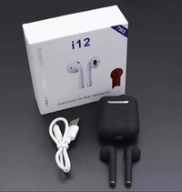 i12 Wireless Bluetooth Earphone Portable Bluetooth Headset Bluetooth Headset (Black, In the Ear) - Black color and White Colors