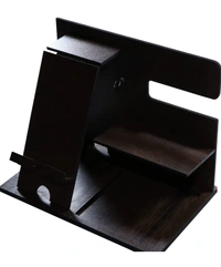 LEMISH Phone Docking Station Hooks Key Holder Wallet Stand Watch Organizer Plywood Personalized for Men Customized tech Mens Gift for Husband Father Nightstand Graduation Male Idea Gadgets (Brown) - Brown Color