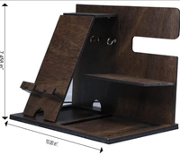 LEMISH Phone Docking Station Hooks Key Holder Wallet Stand Watch Organizer Plywood Personalized for Men Customized tech Mens Gift for Husband Father Nightstand Graduation Male Idea Gadgets (Brown) - Brown Color