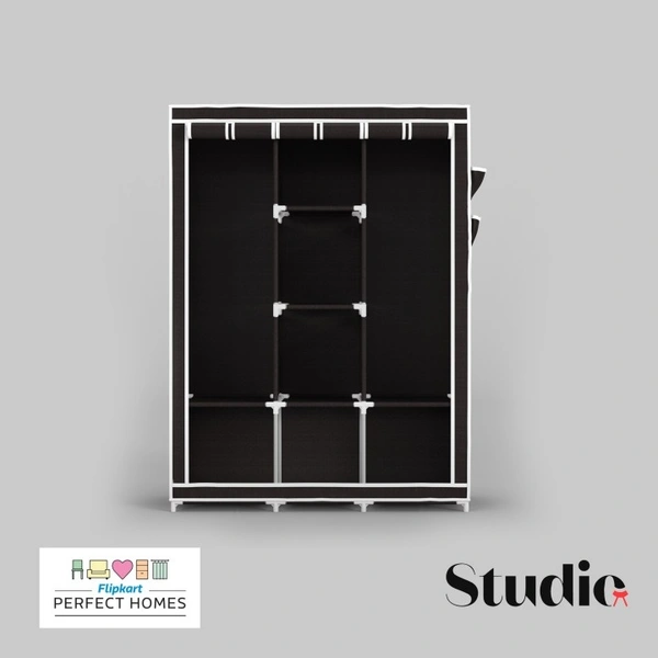 Perfect Homes Studio 3 Door 8 Shelf Carbon Steel Collapsible Wardrobe (Finish Color Chocolate Brown, DIY (Do-It-Yourself))