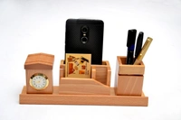SURYAATC 4 Compartments Wood Desk Organizer (Brown)