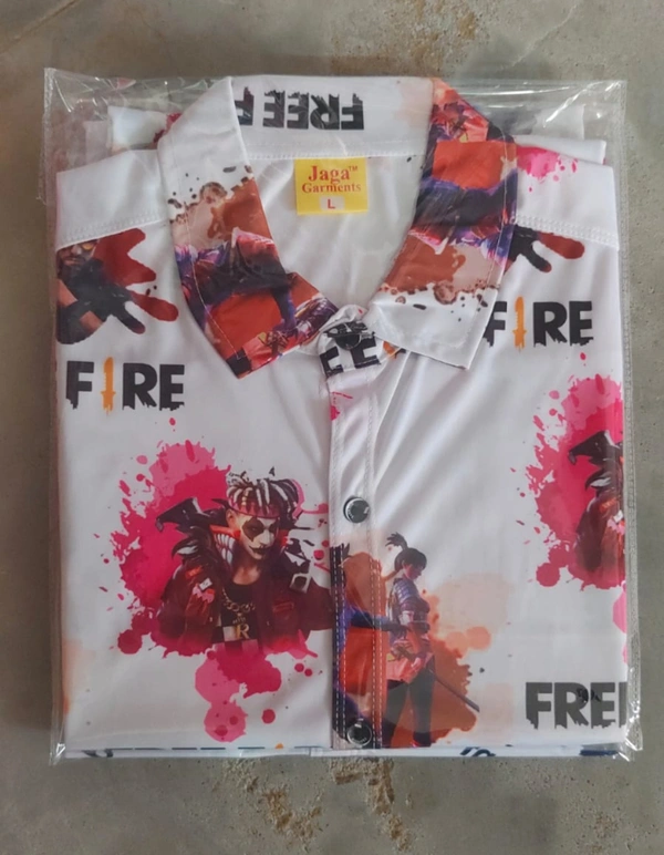 BBF Customized Designed Printed Round Neck Half Sleeve Garena Free-Fire Characters Printed T-Shirts for Kids, Boys and Girls (Color- White)