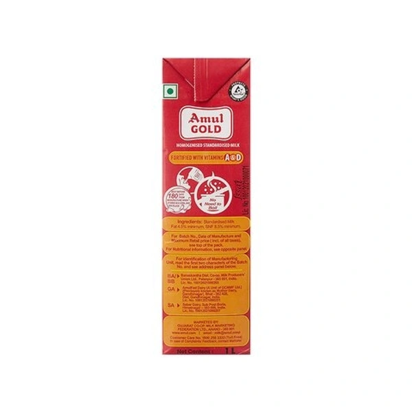 Amul Gold Milk Tetra Pack - 1 Ltr