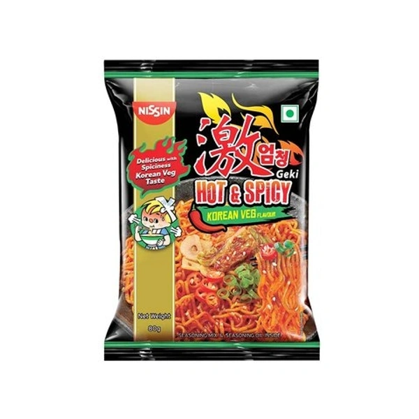 Nissin Geki - Hot & Spicy Korean Veg Flavoured Instant Noodles - 80g