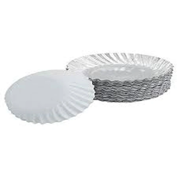 Disposable Paper Plates Silver Coated ( 40 Pcs ) - 1 Packet