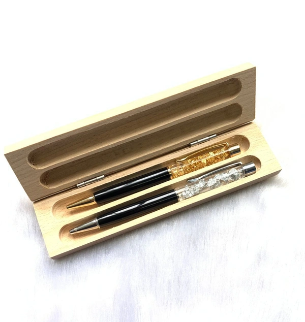 Wooden Box With Pens