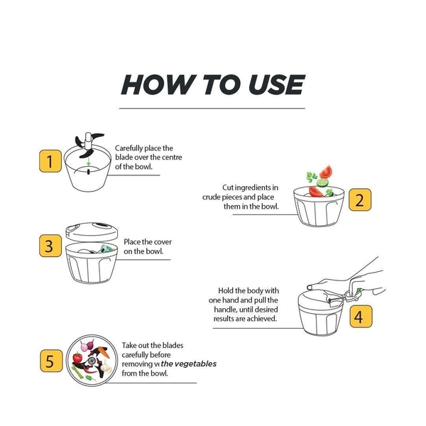 0065B Manual Stainless Steel Compact Extra Sharp Hand Held Vegetable Chopper/Slicer with 5 Blades (750 ml)