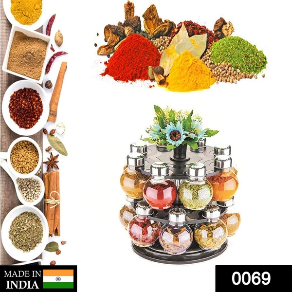 0069 Multipurpose Revolving Plastic Spice Rack Set (16pcs)