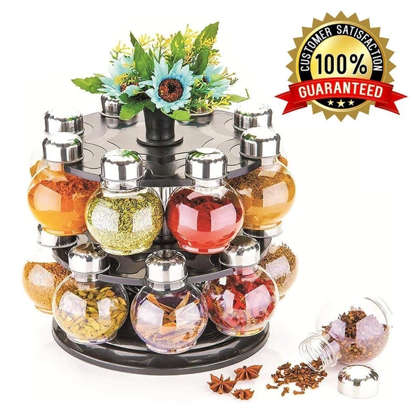 0069 Multipurpose Revolving Plastic Spice Rack Set (16pcs)