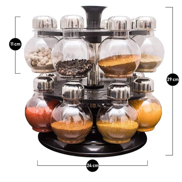 0069 Multipurpose Revolving Plastic Spice Rack Set (16pcs)