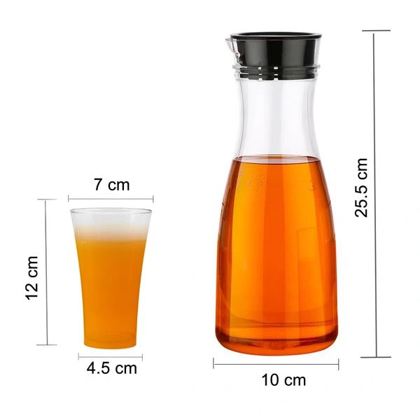 0076_Transparent Unbreakable Water Juicy Jug and 6 Pcs. Glass Combo Set for Dining Table Office Restaurant Pitcher