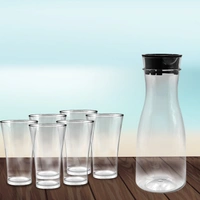 0076_Transparent Unbreakable Water Juicy Jug and 6 Pcs. Glass Combo Set for Dining Table Office Restaurant Pitcher