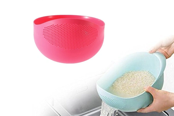 0081A Multi-Function with Integrated Colander Mixing Bowl Washing Rice, Vegetable and Fruits Drainer Bowl-Size: 21x17x8.5cm