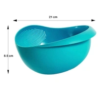 0081A Multi-Function with Integrated Colander Mixing Bowl Washing Rice, Vegetable and Fruits Drainer Bowl-Size: 21x17x8.5cm
