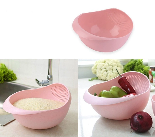 0081A Multi-Function with Integrated Colander Mixing Bowl Washing Rice, Vegetable and Fruits Drainer Bowl-Size: 21x17x8.5cm