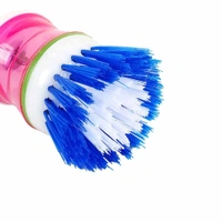 0159 Plastic Wash Basin Brush Cleaner with Liquid Soap Dispenser (Multicolour)
