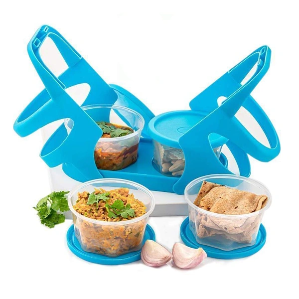 0170 Lunch Box (200 ml each Container) with Attractive Stand - 4 pcs
