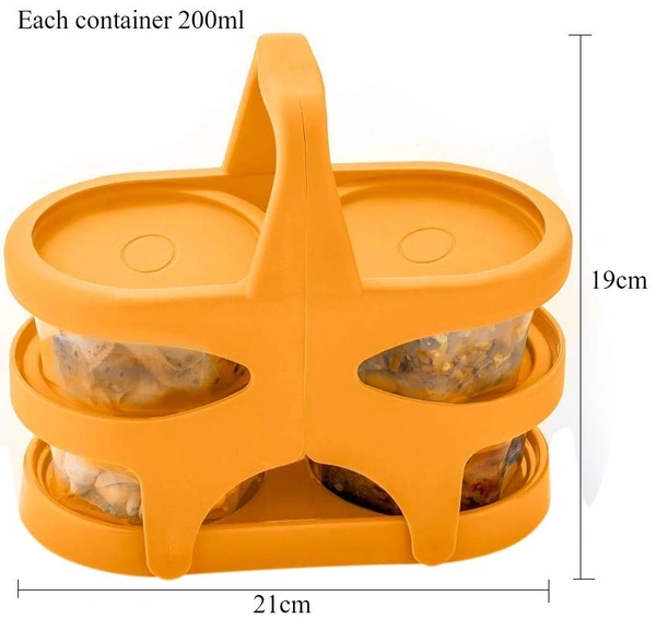 0170 Lunch Box (200 ml each Container) with Attractive Stand - 4 pcs