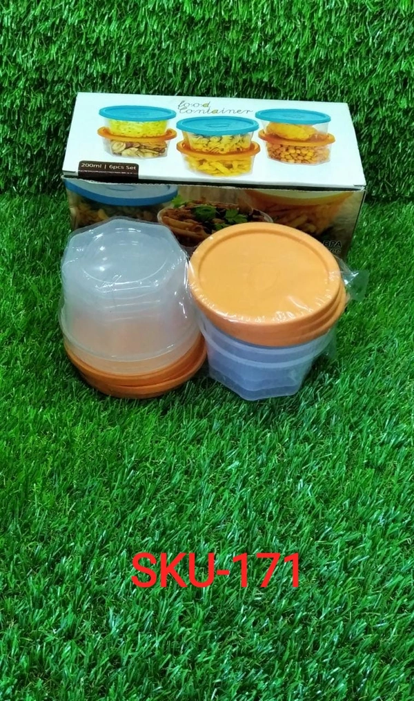 0171 Plastic Container Set, 200ml, Set of 6