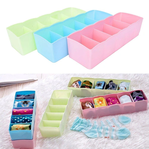 0235 5-Compartments Socks/Handkerchief/Underwear Storage Box Socks Drawer Closet Organizer Storage Boxes (pack of 2)