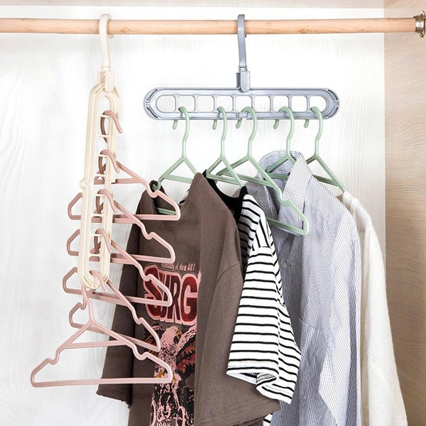 0238 9 Hole Plastic Hanger Hanging hook Indoor Wardrobe Clothes Organization Storage Balcony Windowsill Suit Racks