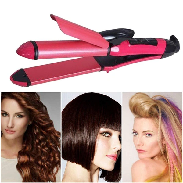 0385 2 in 1 Hair Straightener and Curler Machine For Women | Curl & Straight Hair Iron