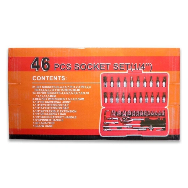 0422 Socket 1/4 Inch Combination Repair Tool Kit (Red, 46 pcs)
