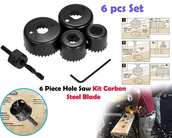 0433 Hole Saw Set Drill Bit set 32mm/38mm/44mm/54mm (6 pcs)
