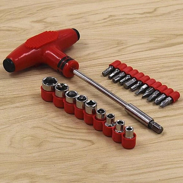 0451 -24pcs T shape screwdriver set Batch Head Ratchet Pawl Socket Spanner hand tools